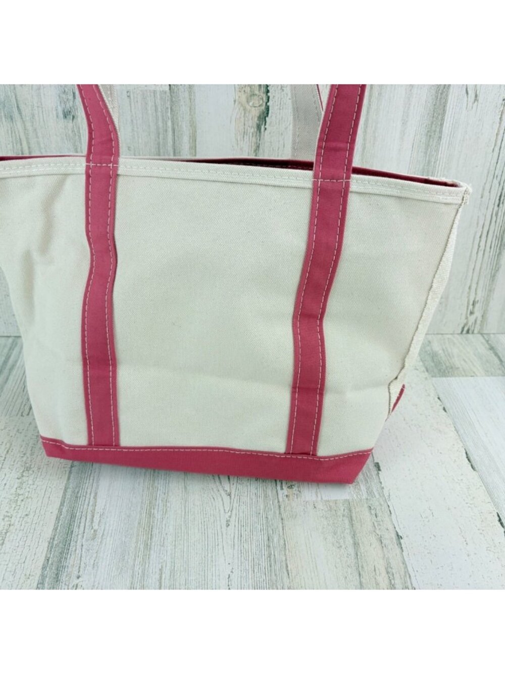 LL Bean Canvas Boat And Tote Bag Vintage Rose Pink Made in USA Zipper Closure - Picture 6 of 16